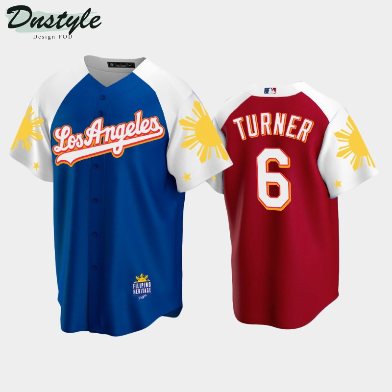 Los Angeles Dodgers Trea Turner #6 2022 Royal Red Filipino Heritage Night Jersey