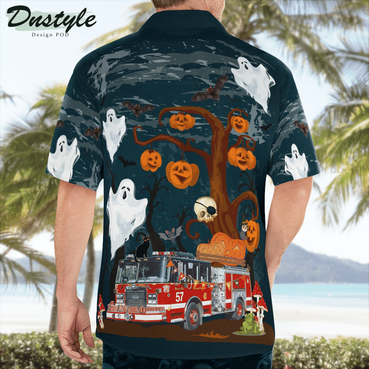 Halloween Chicago Llinois Chicago Fire Department Engine 57 Hawaiian Shirt