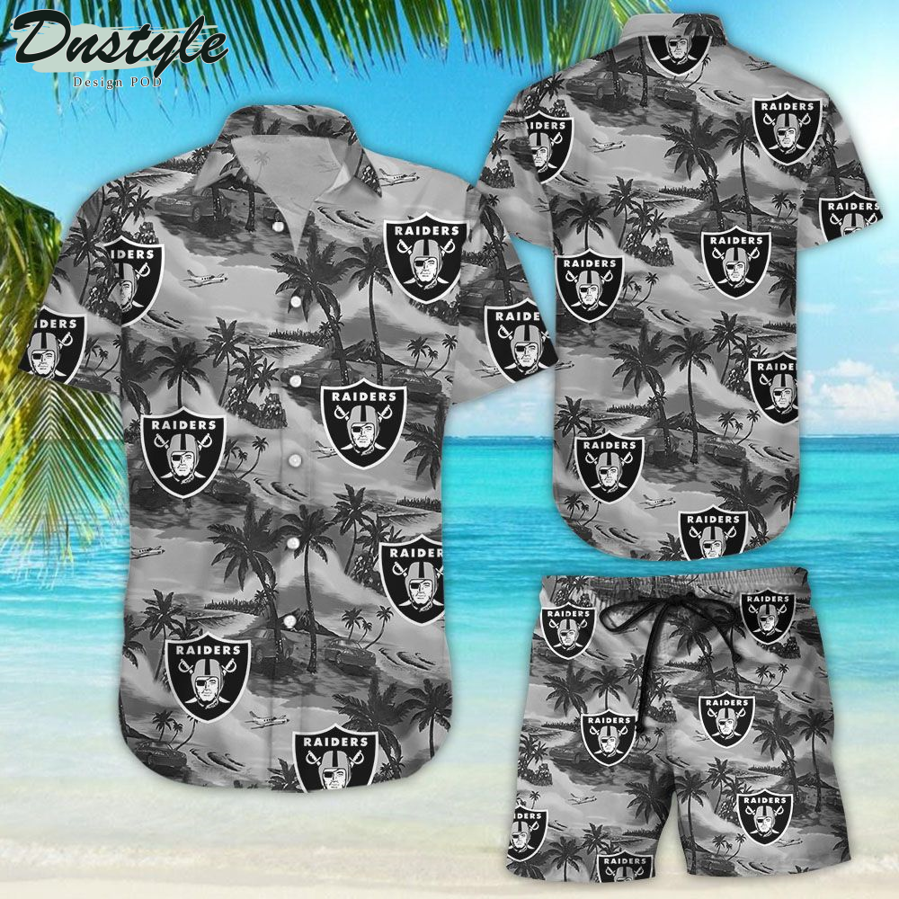 Oakland Raiders Hawaiian Shirt Beach Shorts