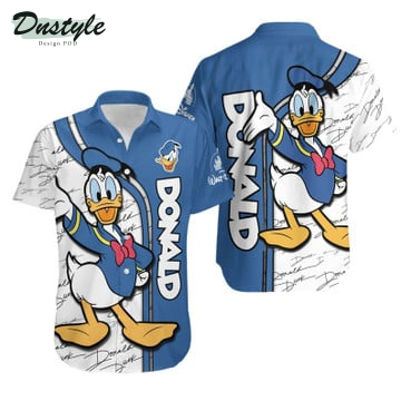 Donald Duck White Stripes Disney Hawaiian Shirt