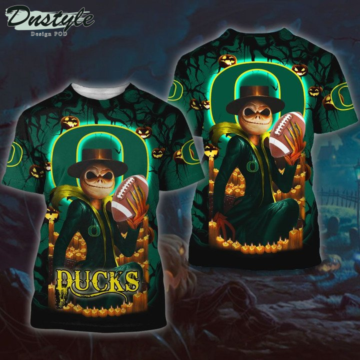 Oregon Ducks Jack Skellington Halloween 3D Hoodie Tshirt