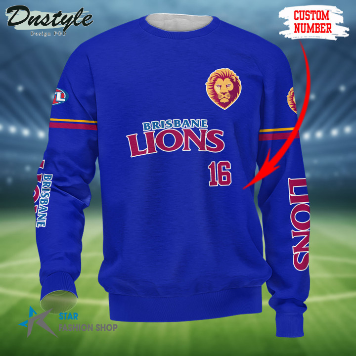 Brisbane Lions Custom Name 3D Hoodie Tshirt