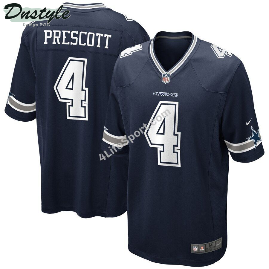 Dak Prescott 4 Dallas Cowboys Navy Football Jersey