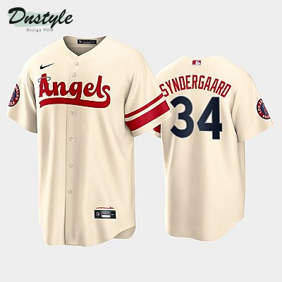 Men's Los Angeles Angels #34 Noah Syndergaard 2022 City Connect Cream Jersey