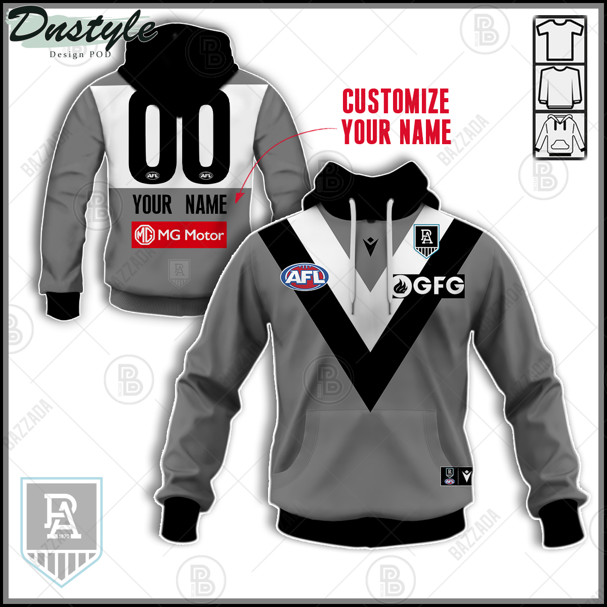 Port Adelaide FC 2021 Vintage Custom Hoodie Tshirt
