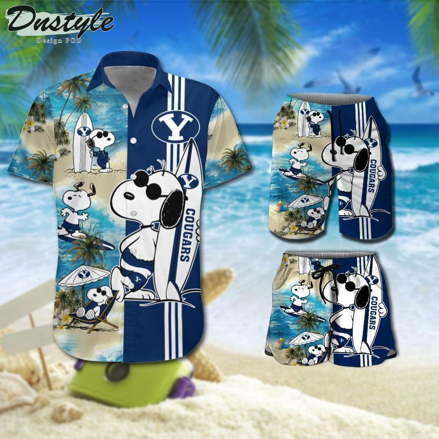 BYU Cougars Snoopy Hawaiian Shirt Beach Short