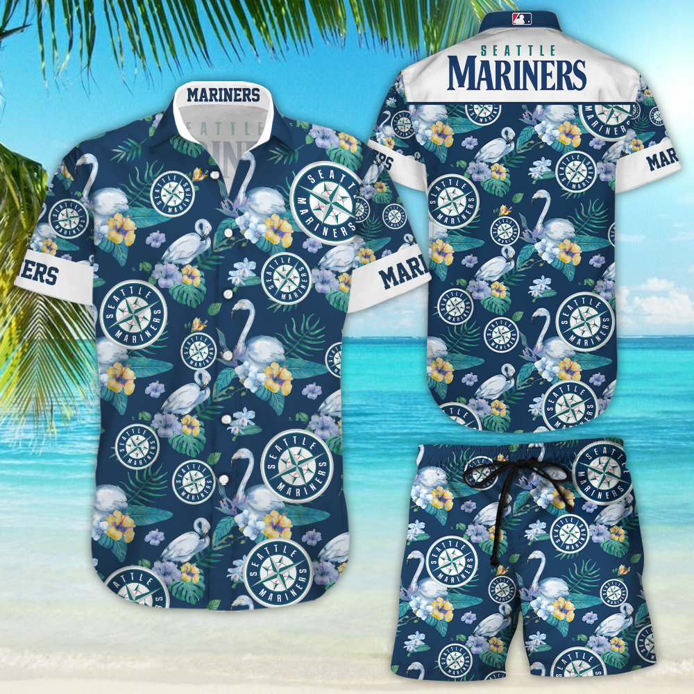 Seattle Mariners Hawaiian Shirt Beach Shorts