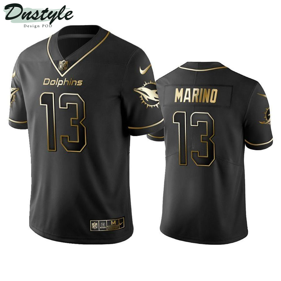 Dan Marino 13 Miami Dolphins Black Gold Football Jersey