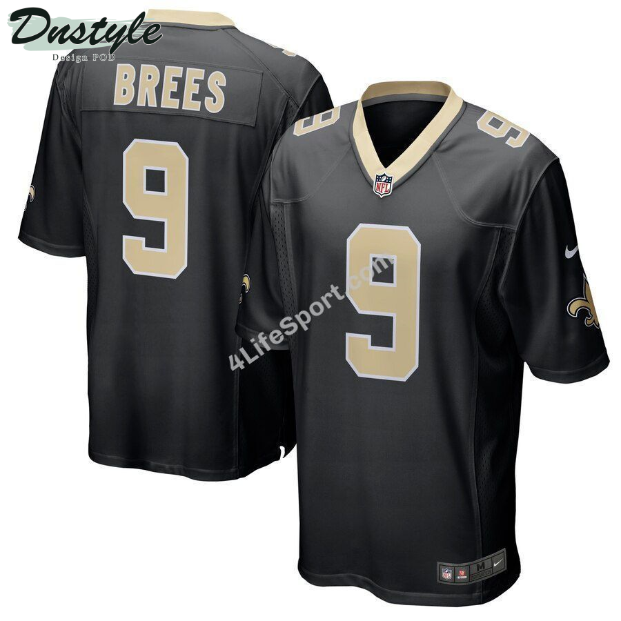 Drew Brees 9 New Orleans Saints Black Football Jersey