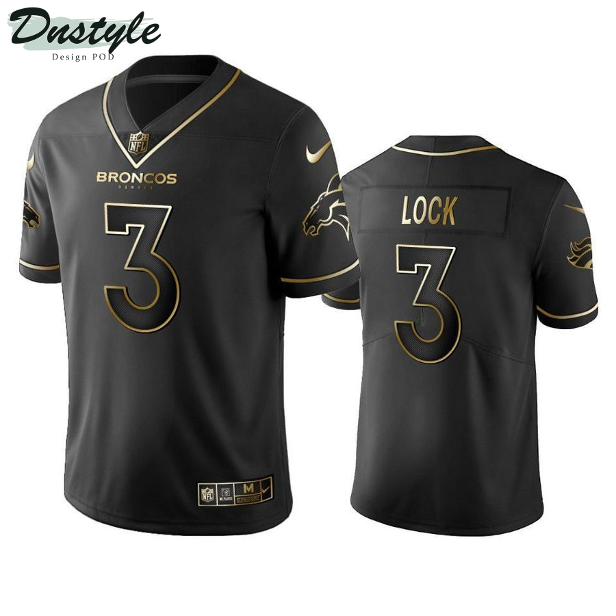 Drew Lock 3 Denver Broncos Black Gold Football Jersey