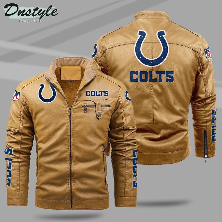 Indianapolis Colts Fleece Leather Jacket
