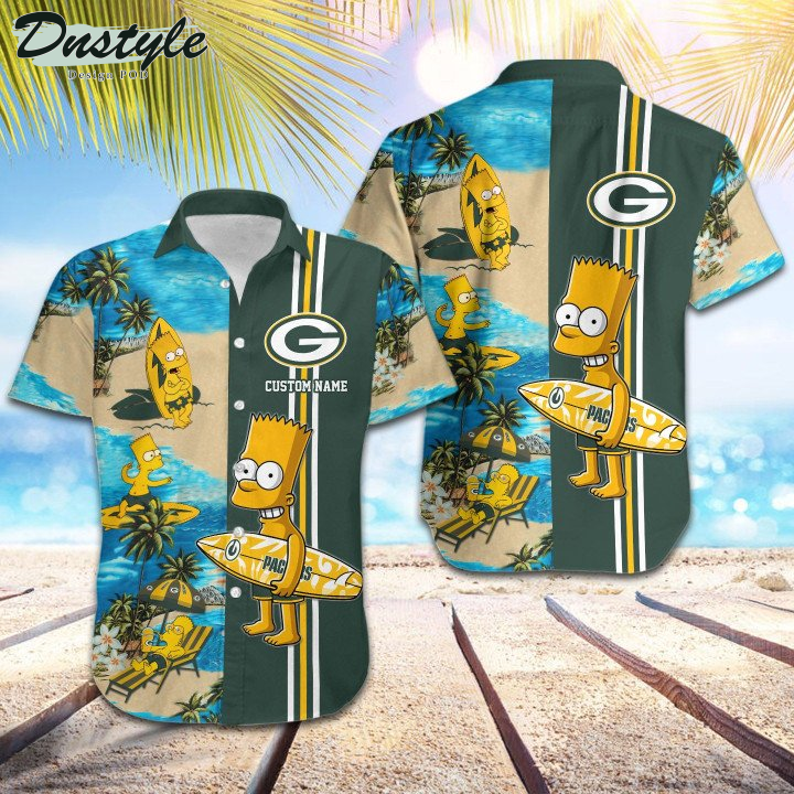Green Bay Packers Simpsons Custom Name Hawaiian Shirt And Short