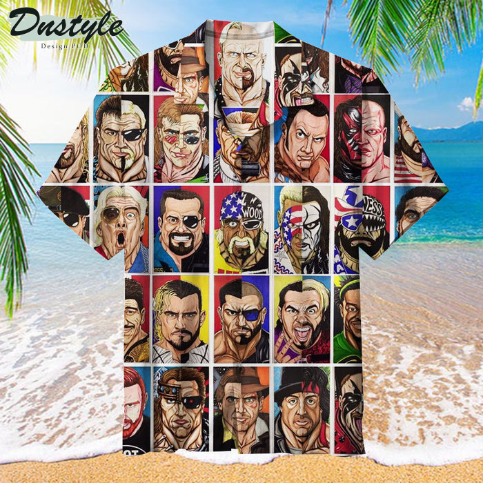 Wrestling Character Collage Art Universal Unisex Hawaiian Shirt