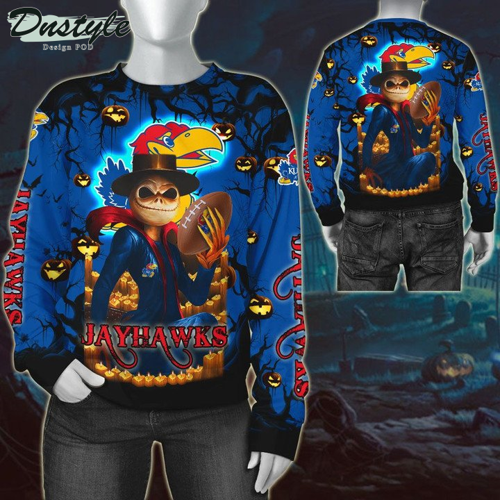Kansas Jayhawks Jack Skellington Halloween 3D Hoodie Tshirt