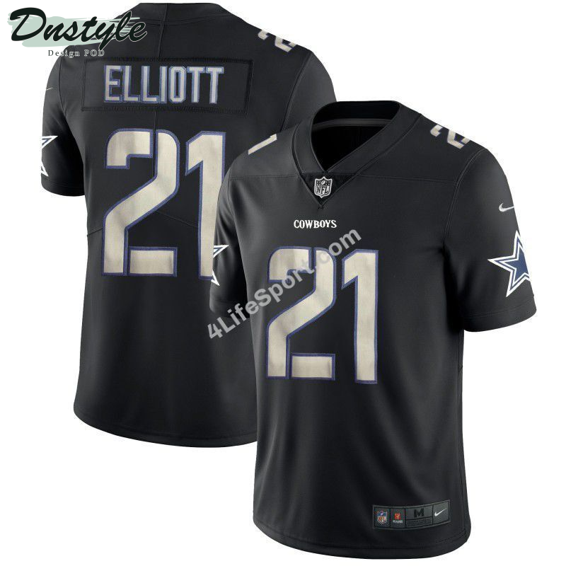 Ezekiel Elliott 21 Dallas Cowboys Black Football Jersey