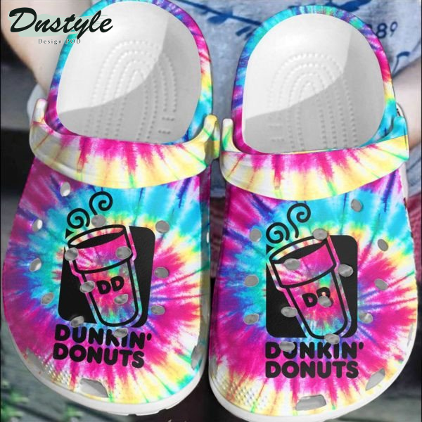 Pink Blue Dunkin' Donuts Tie Dye Clog Crocs Shoes