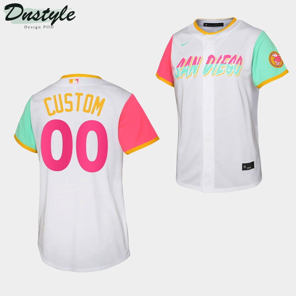 Youth San Diego Padres Custom #00 White Jersey 2022 City Connect Shirt