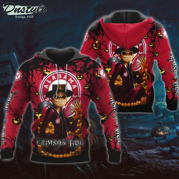 Alabama Crimson Tide Jack Skellington Halloween 3D Hoodie Tshirt