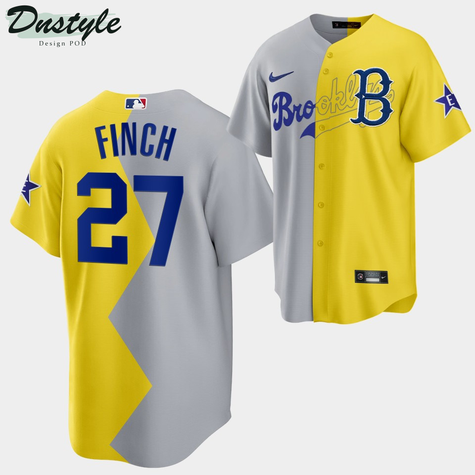 2022 All-Star Celebrity Softball Game Brooklyn Dodgers Jennie Finch #27 Gray Yellow Jersey