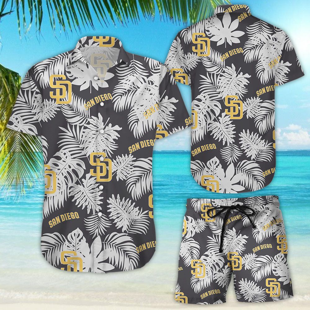 San Diego Padres Tropical Flower Hawaiian Shirt Beach Shorts
