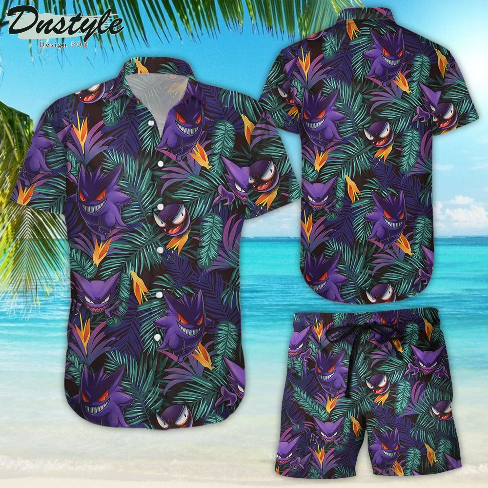 Gengar Evolution Hawaiian Shirt Beach Shorts