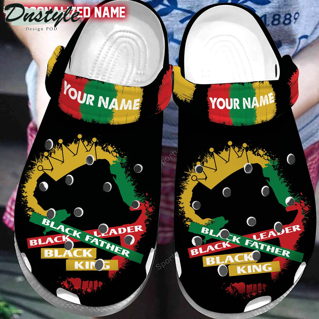 Black Father Black Leader Black King Juneteenth Custom Name Clog Crocs Shoes
