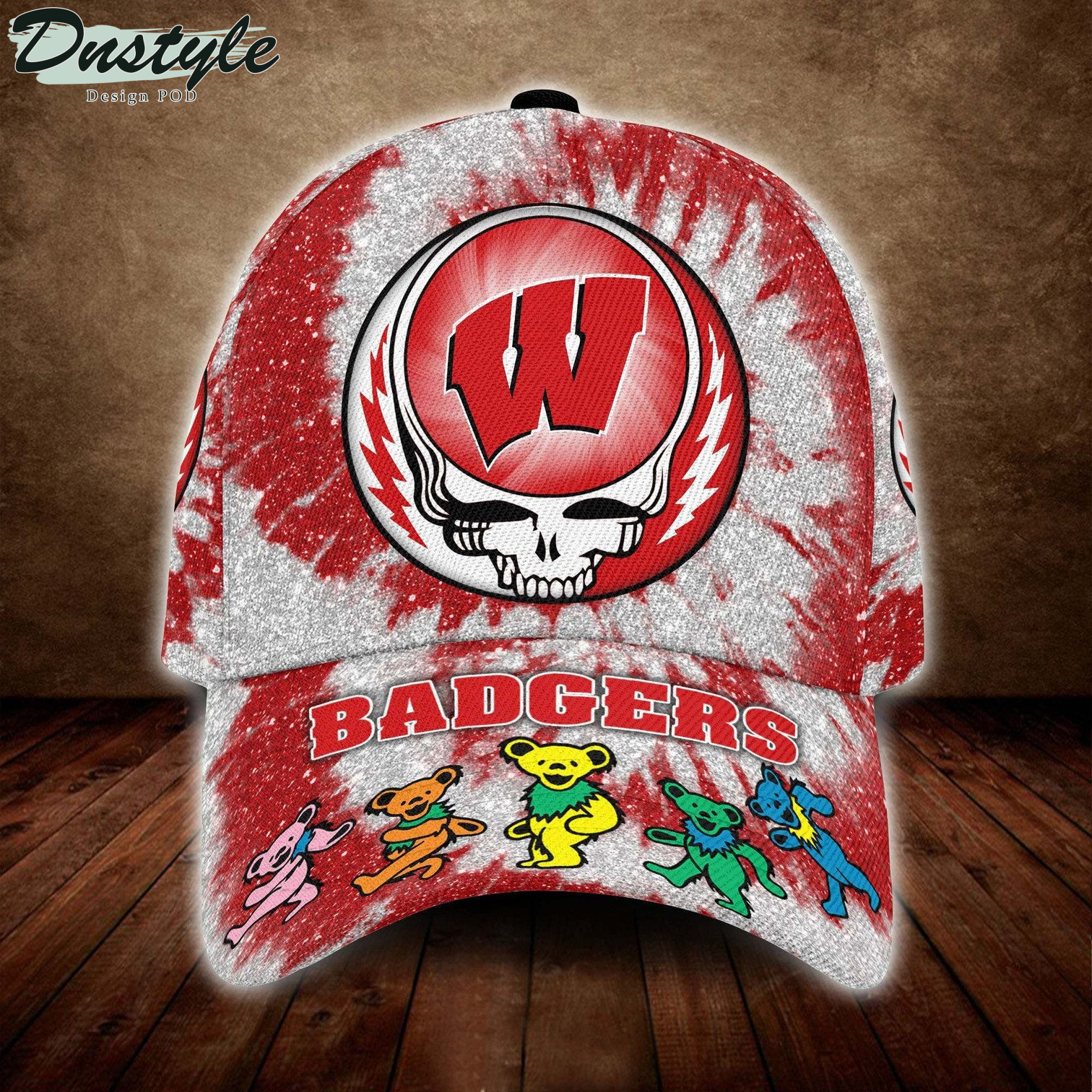 Wisconsin Badgers And Grateful Dead Band Baseball Classic Cap
