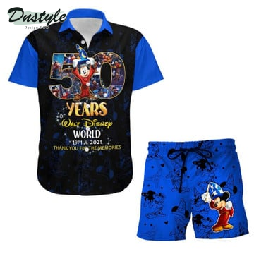 Mickey Fantasia 50th Anniversary Glitter Disney Castle Combo Hawaiian Shirt & Beach Shorts