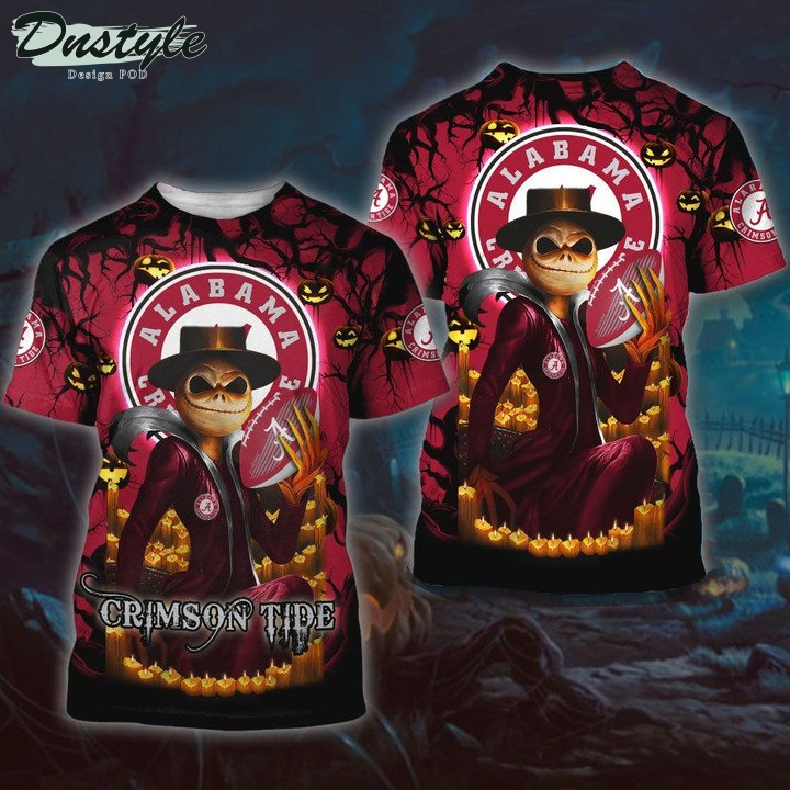 Alabama Crimson Tide Jack Skellington Halloween 3D Hoodie Tshirt