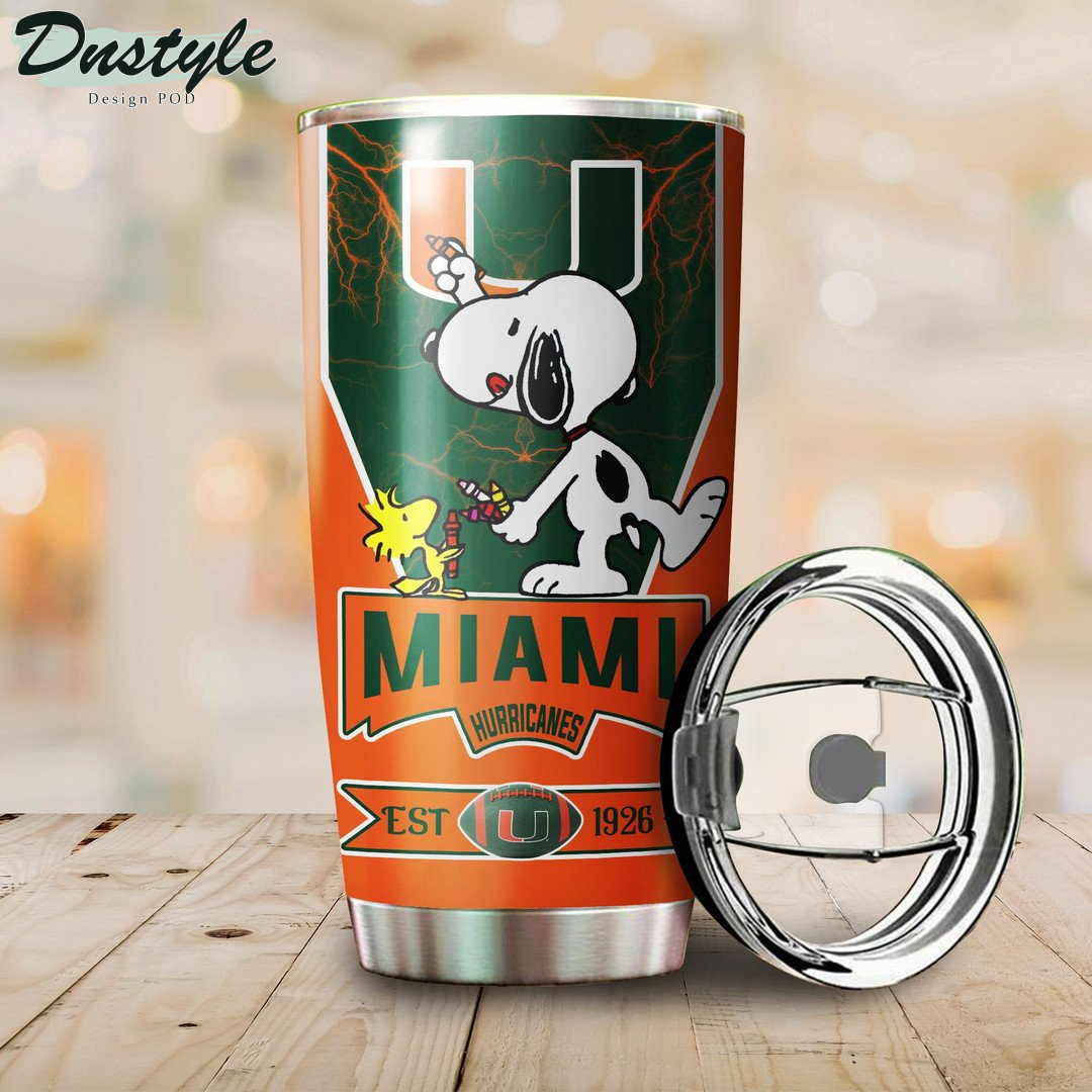 Personalized Miami Hurricanes Snoopy Tumbler