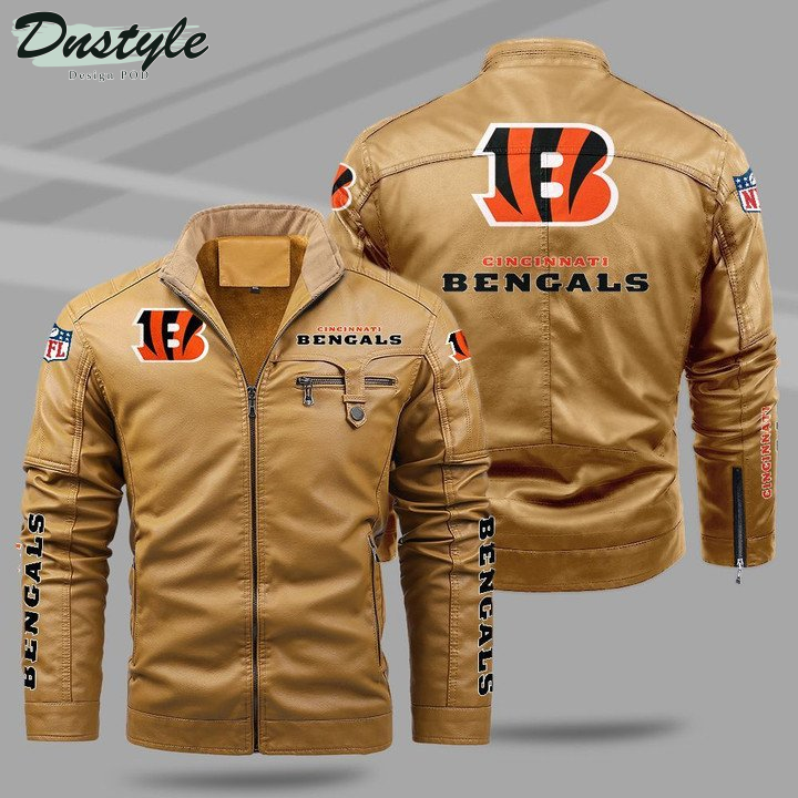 Cincinnati Bengals Fleece Leather Jacket