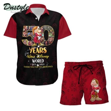 Grumpy Dwarf 50th Anniversary Glitter Disney Castle Combo Hawaiian Shirt & Beach Shorts