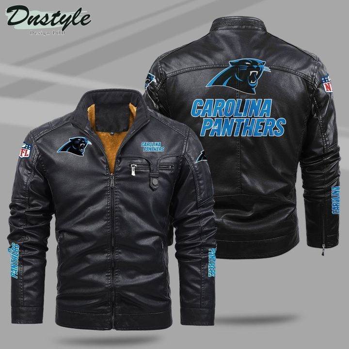 Carolina Panthers Fleece Leather Jacket