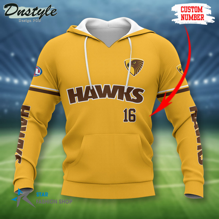 Hawthorn Football Club Custom Name 3D Hoodie Tshirt
