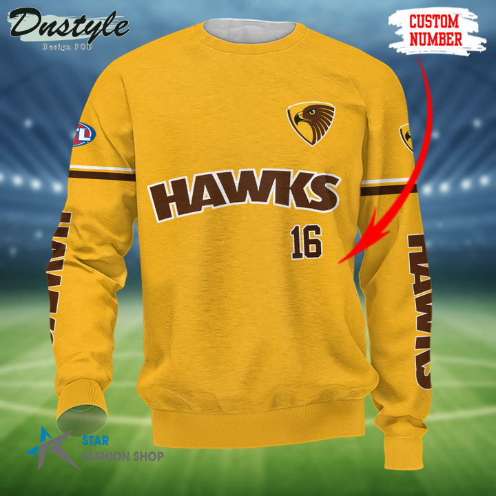 Hawthorn Football Club Custom Name 3D Hoodie Tshirt