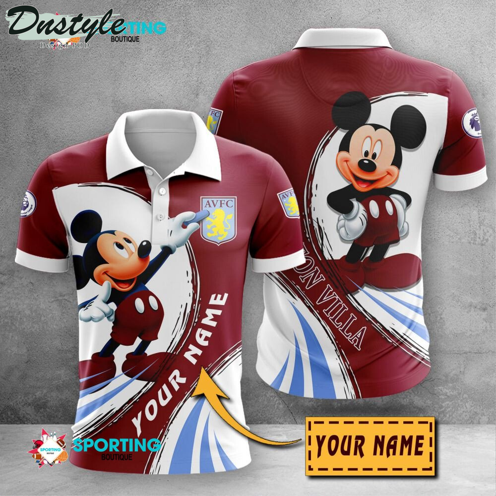 Aston Villa F.C Mickey Mouse Personalized Polo Shirt