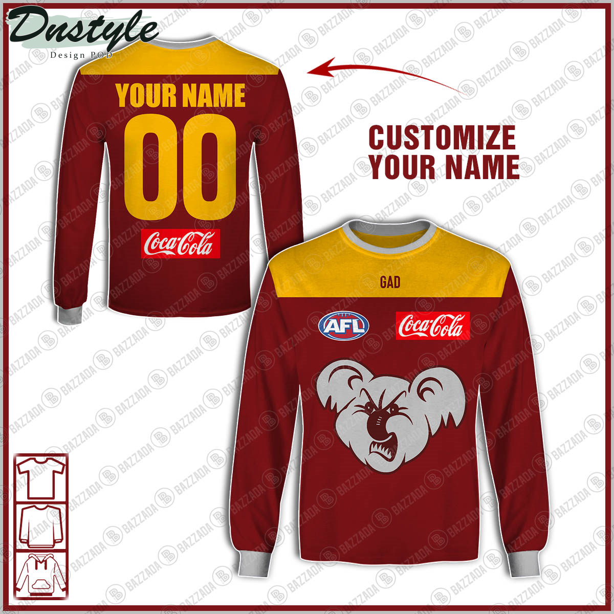 Brisbane Bears FC 2015 Vintage Custom Hoodie Tshirt