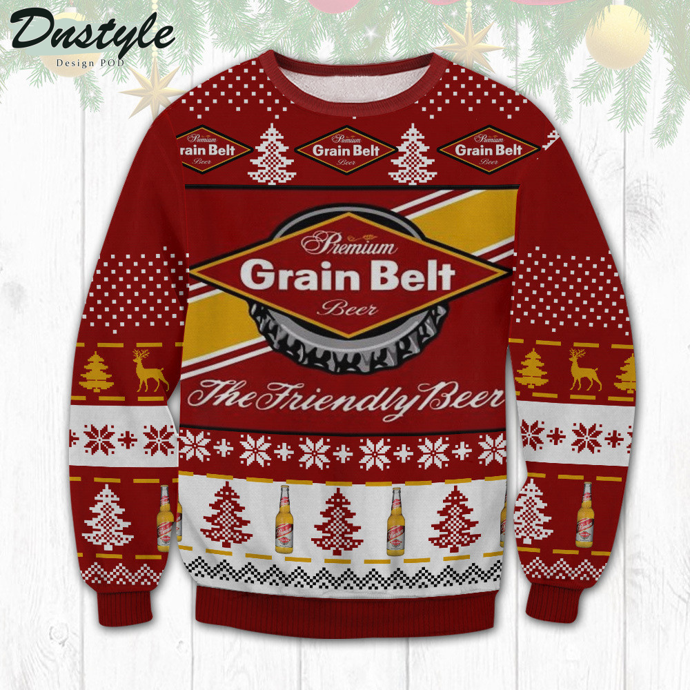Grain Belt The Friendly Beer Ugly Christmas Sweater
