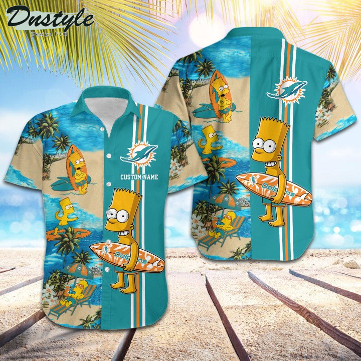 Miami Dolphins Simpsons Custom Name Hawaiian Shirt And Short