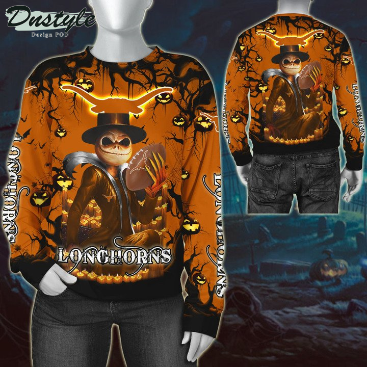 Texas Longhorns Jack Skellington Halloween 3D Hoodie Tshirt