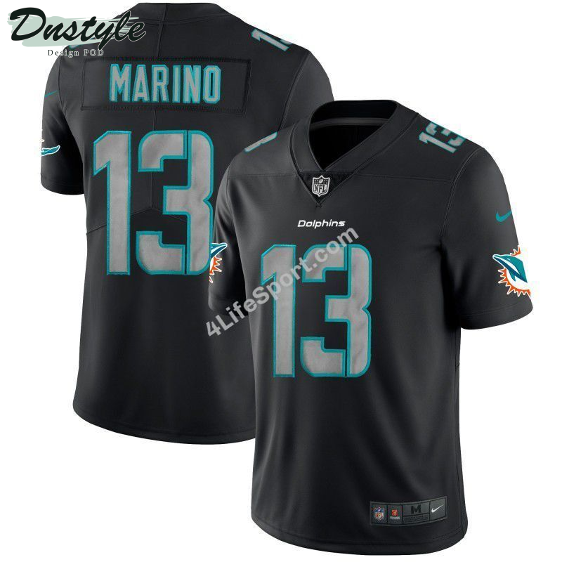 Dan Marino 13 Miami Dolphins Black Blue Football Jersey