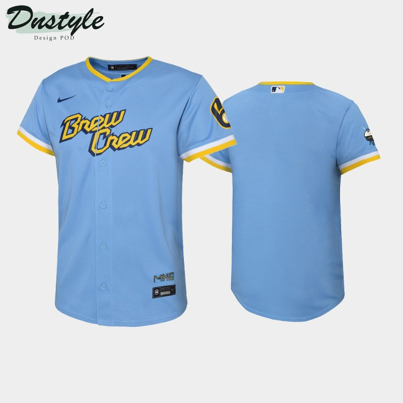 2022 City Connect Youth Milwaukee Brewers # Jersey - Powder Blue