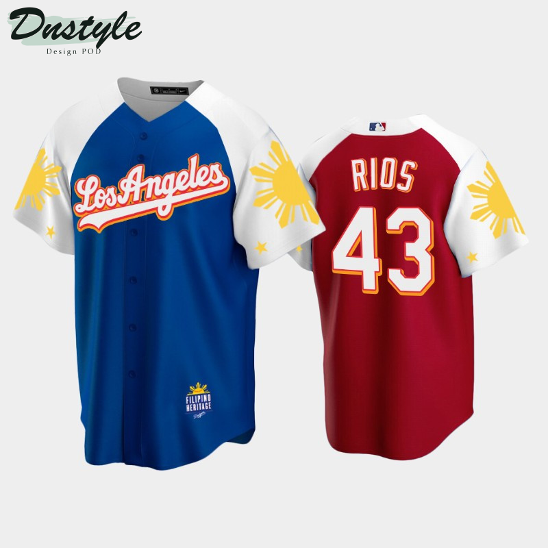 Los Angeles Dodgers Edwin Rios #43 2022 Royal Red Filipino Heritage Night Jersey