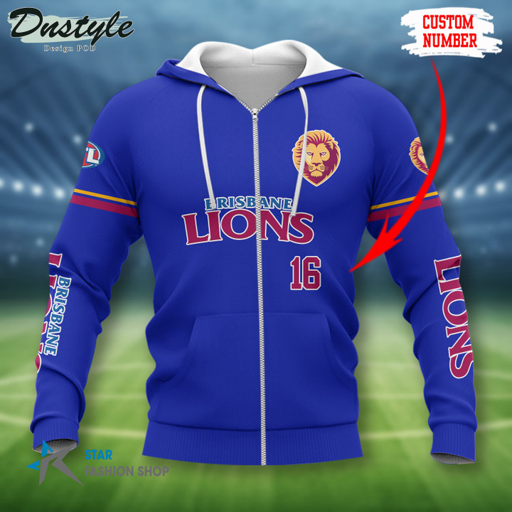 Brisbane Lions Custom Name 3D Hoodie Tshirt