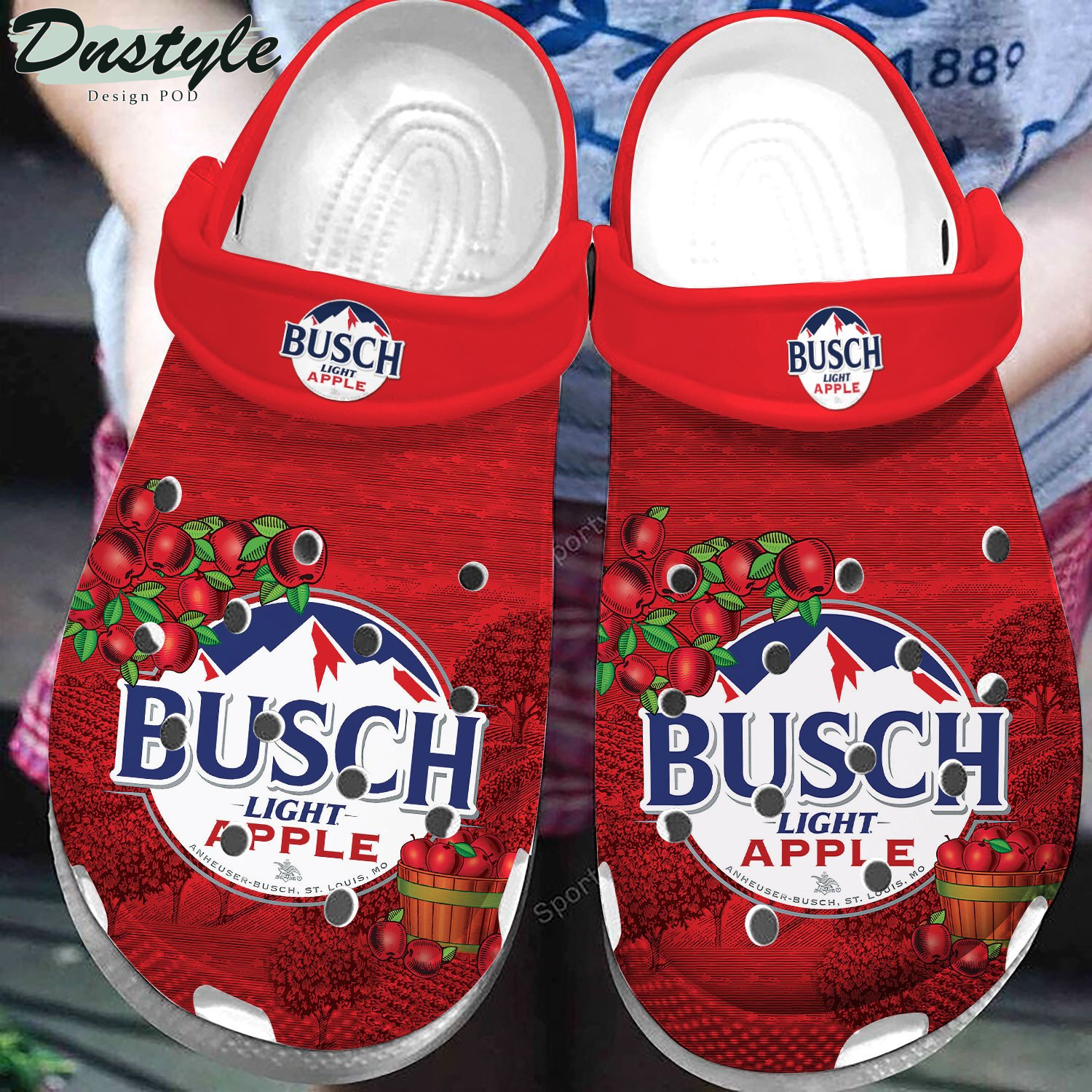 Busch Light Apple Red Clog Crocs Shoes