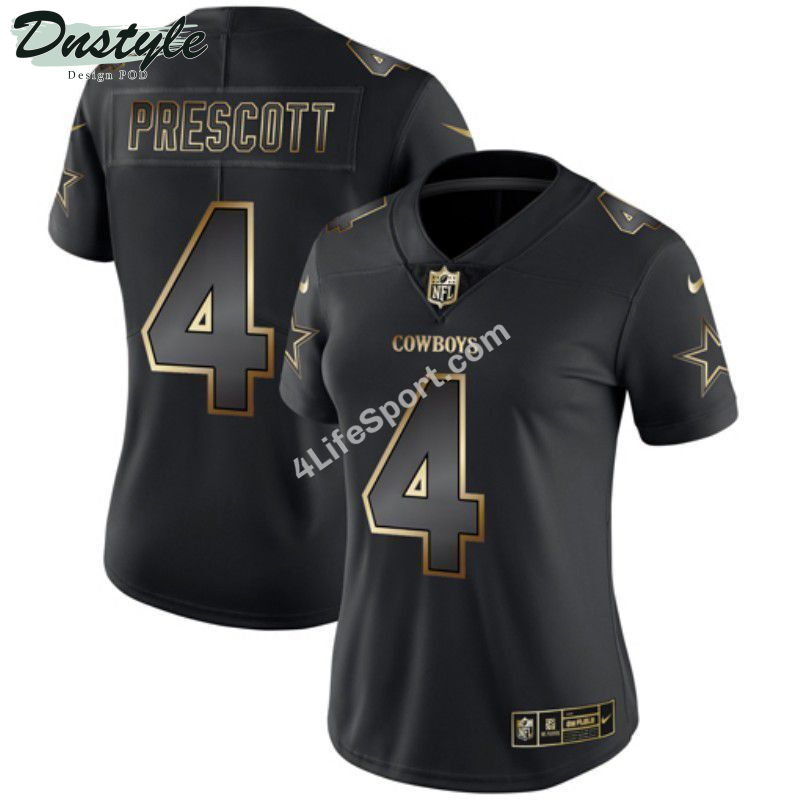 Dak Prescott 4 Dallas Cowboys Gold Black Football Jersey