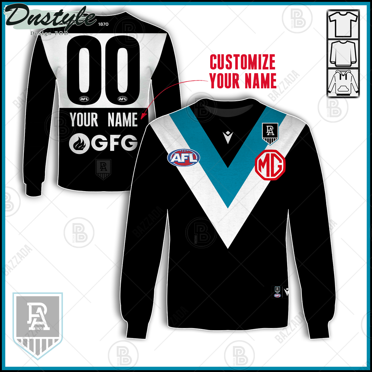 Port Adelaide FC Power 2021 Vintage Custom Hoodie Tshirt