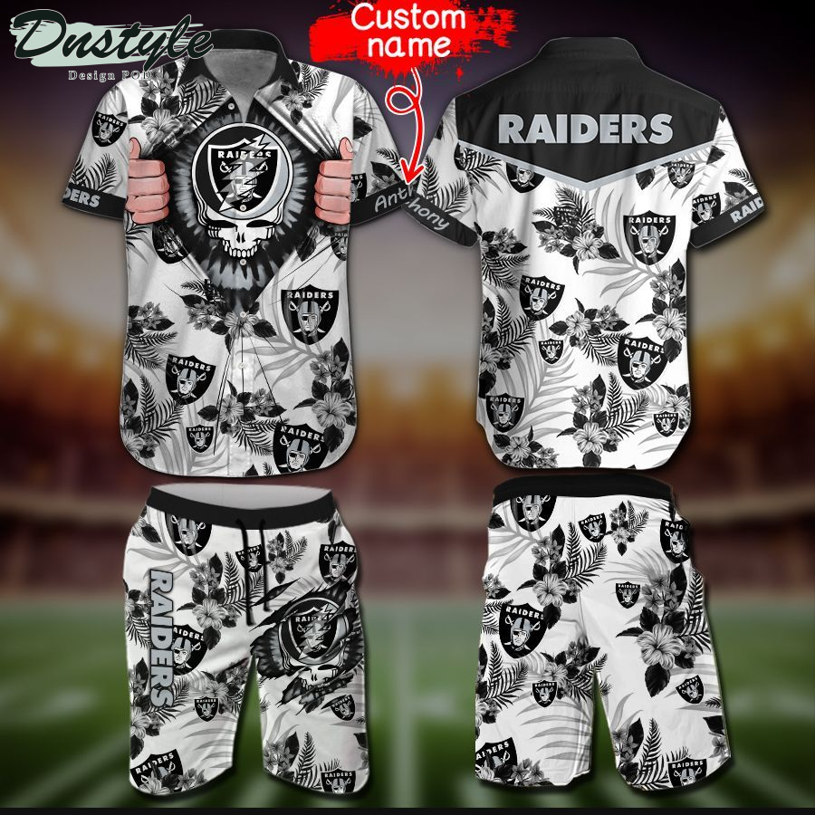 Las Vegas Raiders Custom Name Hawaiian Shirt Beach Shorts