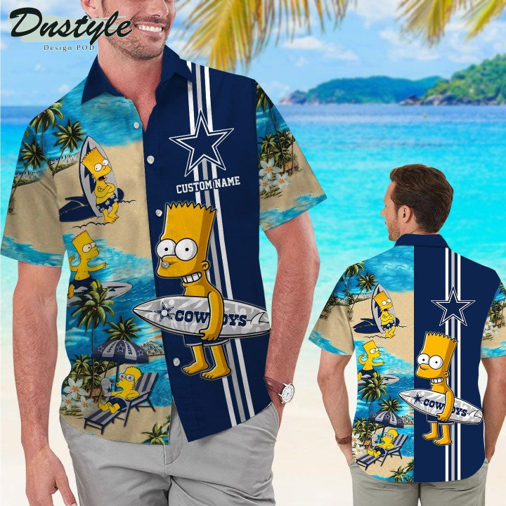 Dallas Cowboys Simpsons Custom Name Hawaiian Shirt And Short