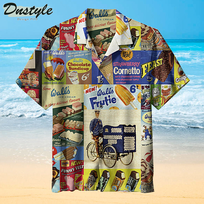Vintage Ice Cream Collage Hawaiian Shirt